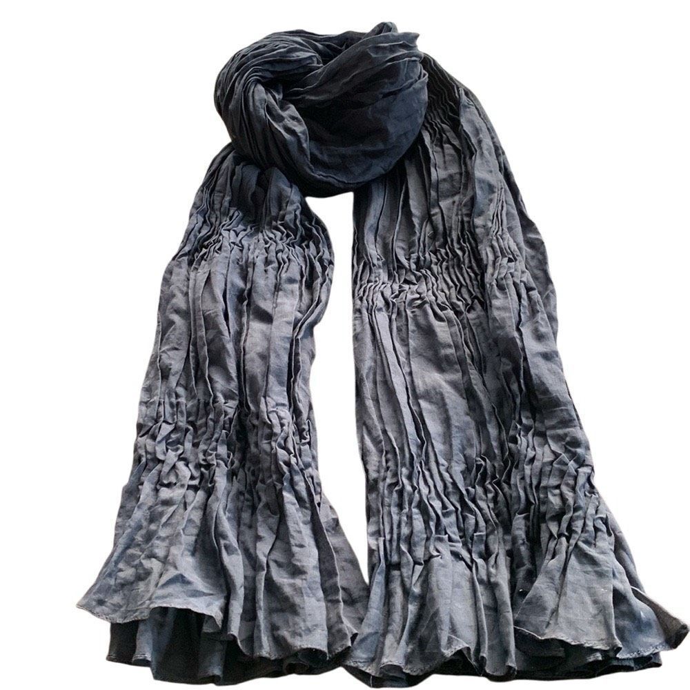Nitin Goyal Blue Crinkle Pleated Scarf for Men